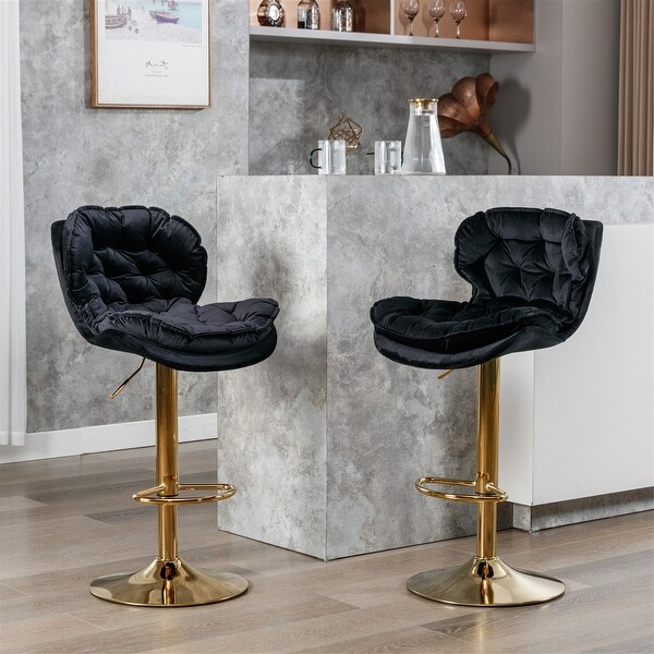 Swivel Velvet Counter Height Adjustable Dining Barstools(Set of 2) - O