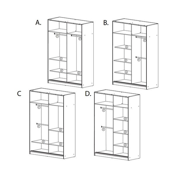 Manchester Modern Wooden Wardrobe - Armoire with Mirror - 59 Inch Wide