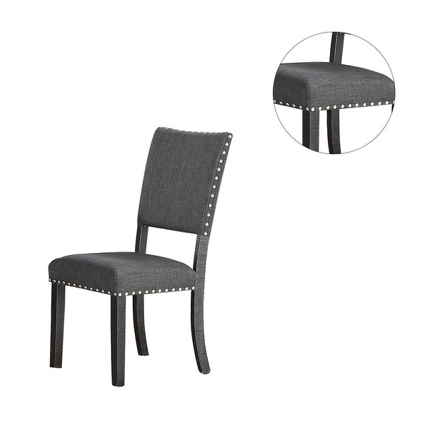 Set of 2 Upholstered Fabric Dining Chairs wiht Sturdy Wooden Frame - O