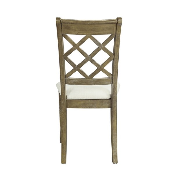 ACME Karsen Side Chair in Beige Linen & Rustic Oak Finish - Overstock