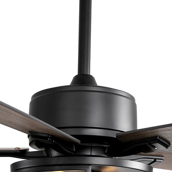 52 in. Indoor Black Ceiling Fan with Light Kit and Remote Control Incl