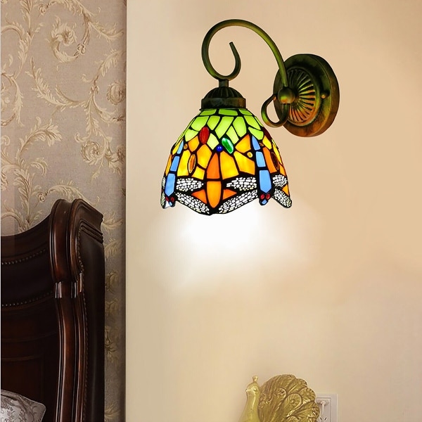 Tiffany Style Wall Lamp Stained Glass Armed Wall Sconces - Overstock -