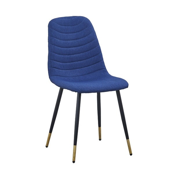 Gem 17 Inch Modern Metal Dining Chairs, Velvet Tufted, Set of 4, Blue