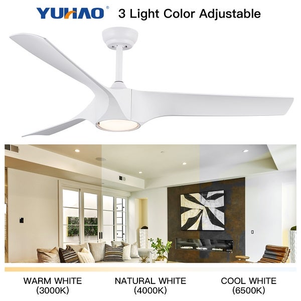 56 In.Intergrated LED Ceiling Fan with Wood Grain ABS Blade | Overstoc