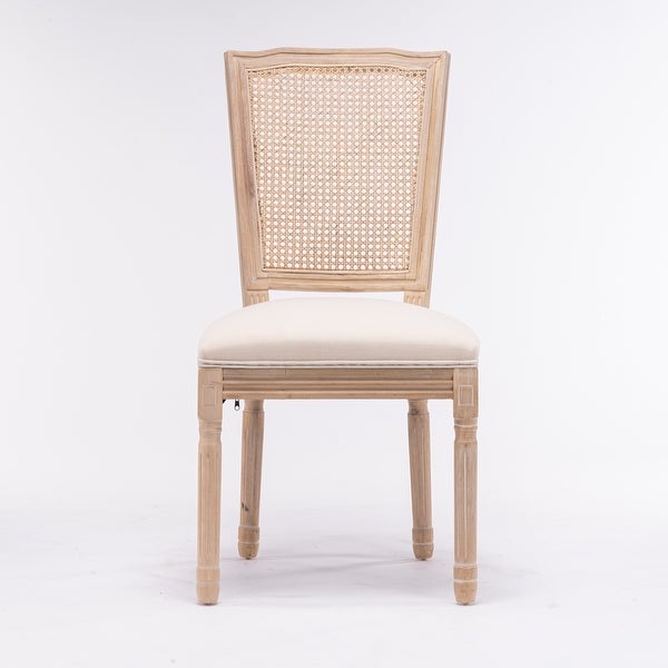 2pcs French Style Dining Chair with Square Rattan Backrest - Overstock