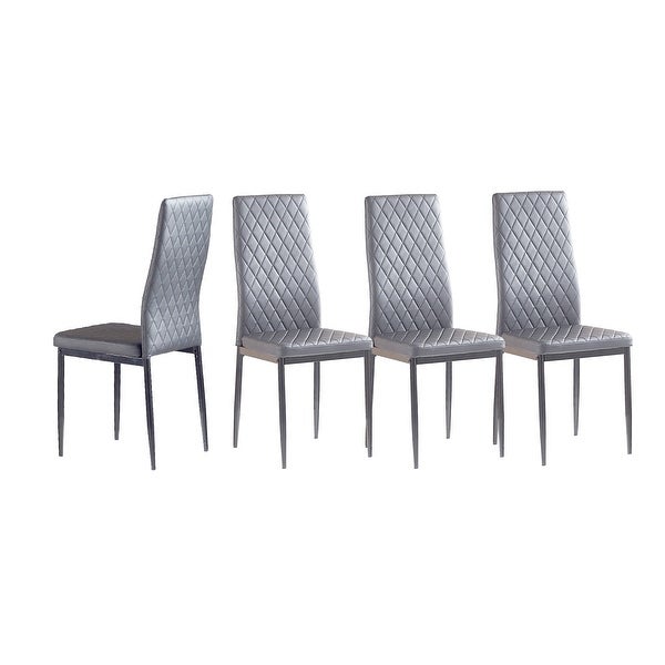 Dining Chair Leather Diamond Grid Pattern Home Conference Chair Set Of