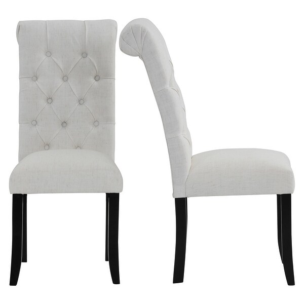 Fabric Tufted Dining Chair with Wooden Legs (Set of 2) - Overstock - 3