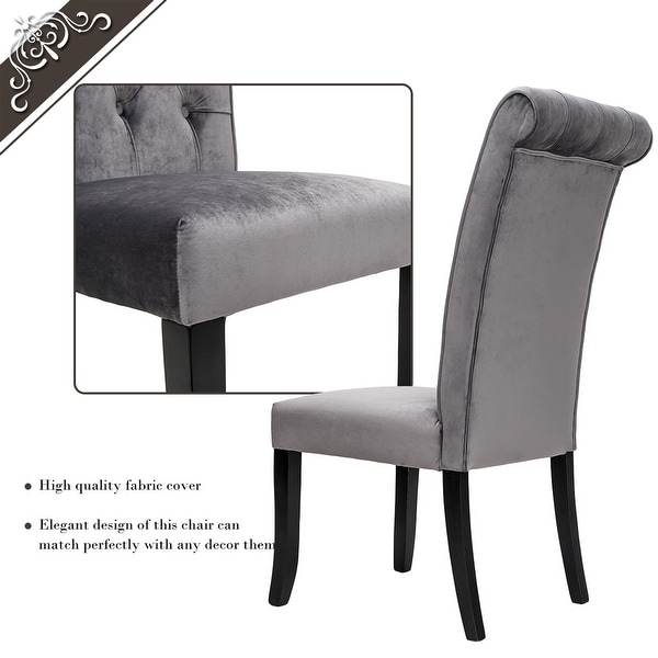 Velvet Dining Tufted Armless Upholstered Accent Chair Set of 2 - Overs