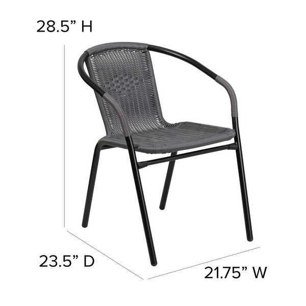 2 Pack Black Rattan Indoor-Outdoor Restaurant Stack Chair - Overstock