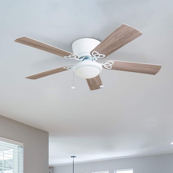 Prominence Home Benton Hugger Ceiling Fan, Low-Profile, LED Cased Whit