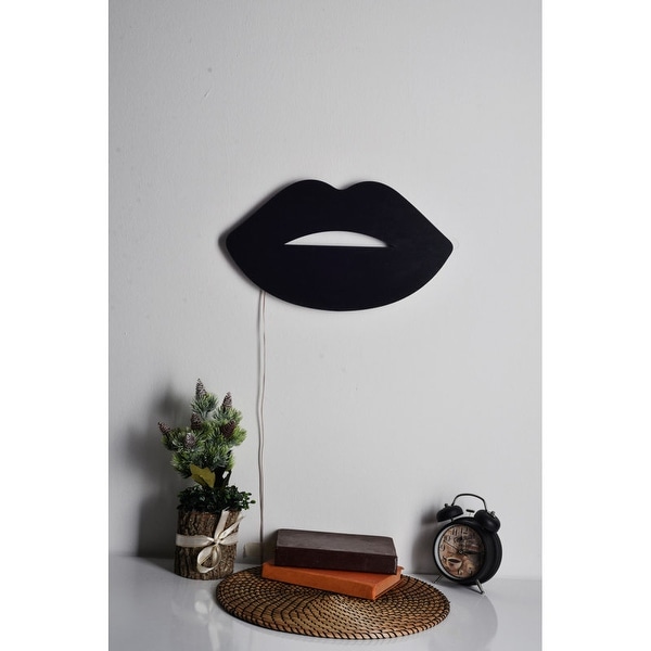 15.7 Handmade Lips Led on Wood Wall Décor - Overstock - 36887992