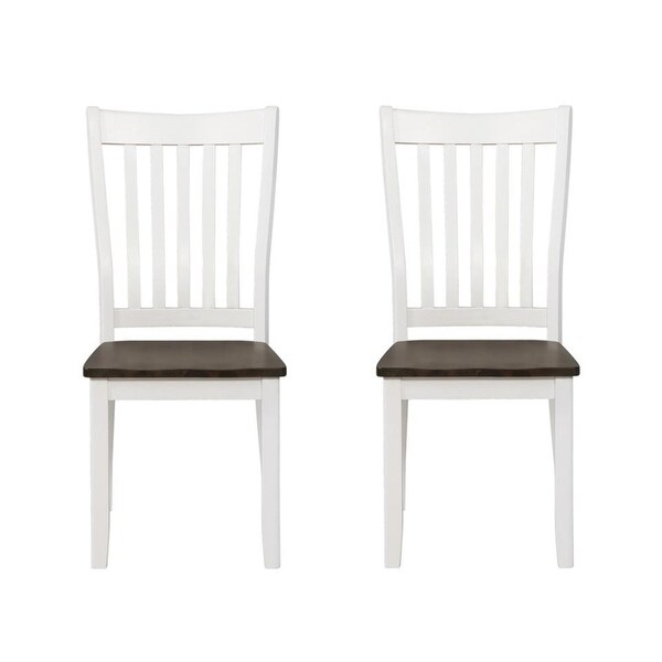 Set of 2 Dining Side Chairs in Espresso and White - Overstock - 349356