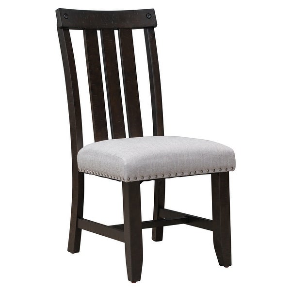 Upholstered Dining Chairs with Sliver Nails and Wood Legs, Set of 4 -