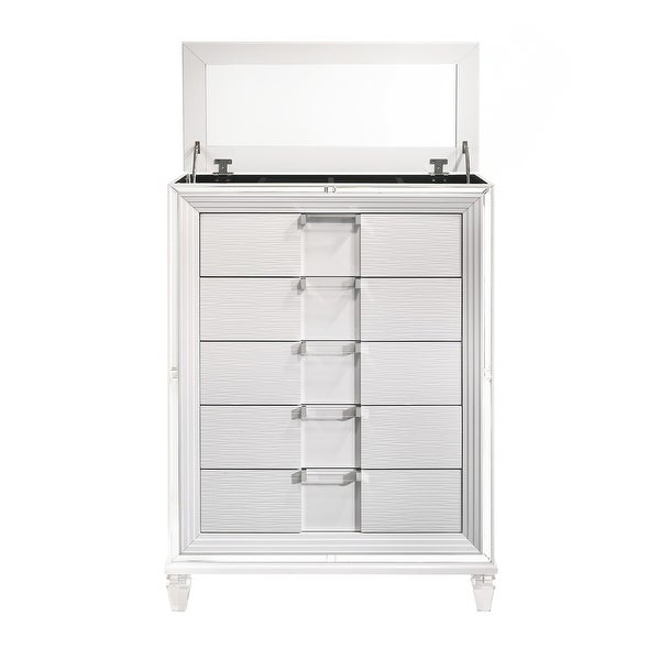 Picket House Furnishings Charlotte 5-Drawer Flip-Top Chest in White -