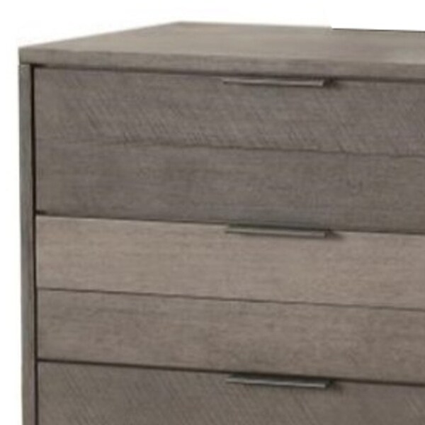 Contemporary Style Solid Wood Dresser with Metal Hairpin Legs, Grey -