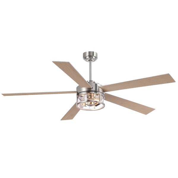 60 In Brushed Nickel Ceiling Fan with Light Remote(5-blade) | Overstoc