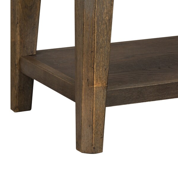 Copper Grove Artisan Prairie Wirebrushed Oak Upholstered Bench - Overs