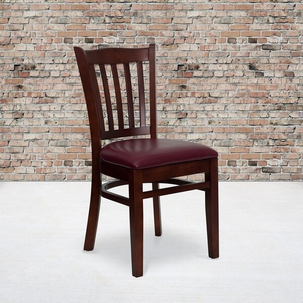 Mahogany Hardwood Slat Back Restaurant Chair - 17.5W x 20.75