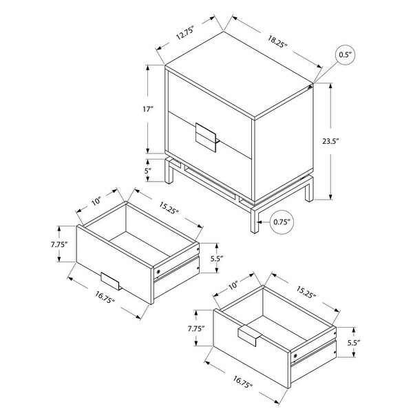 Accent, End, Night stand, Side Table, 2 Drawers, 24 H