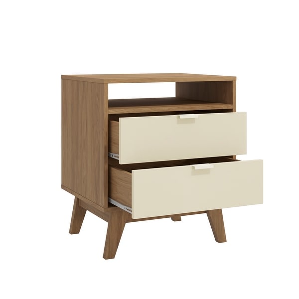 Hartford 2 Drawer Nightstand with Niche in Light Brown Crème - - 3705