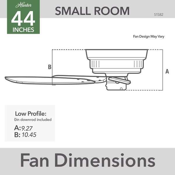 Hunter 44 Terrace Cove Outdoor Low Profile Ceiling Fan and Pull Chain