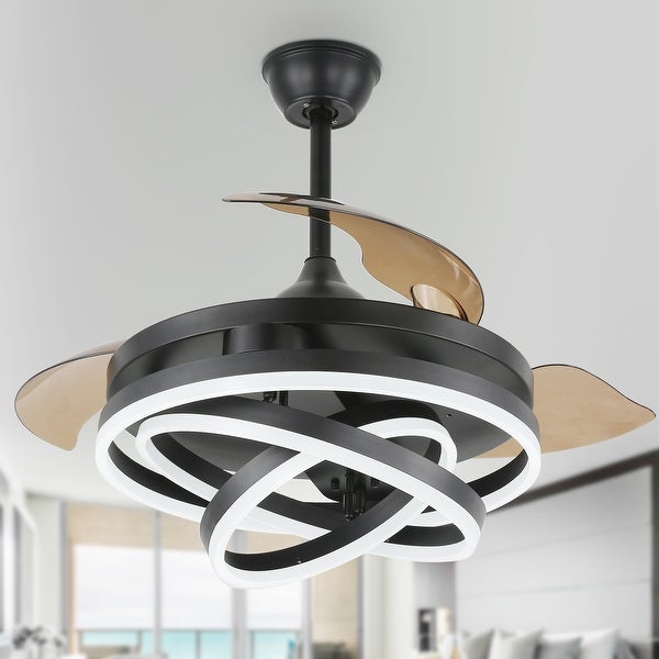 Cusp Barn Modern 42 Retractable Ceiling Fan with Lights and Remote