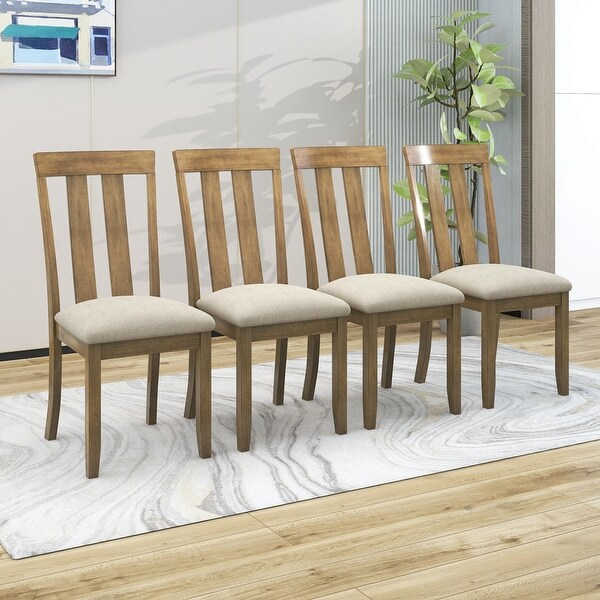 Set of 4 Dining Chairs Soft Fabric Dining Room Chairs with Seat Cushio