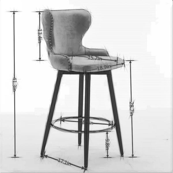 29Modern Leathaire Fabric 180° Swivel Bar Stool Chair for Kitchen