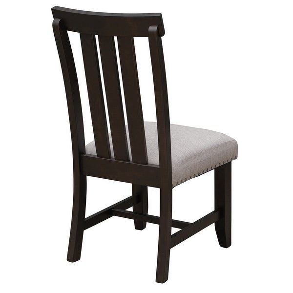 Upholstered Dining Chairs with Sliver Nails and Wood Legs, Set of 4 -