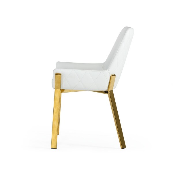 Modrest Ganon Modern White & Gold Dining Chair - Overstock - 32610937