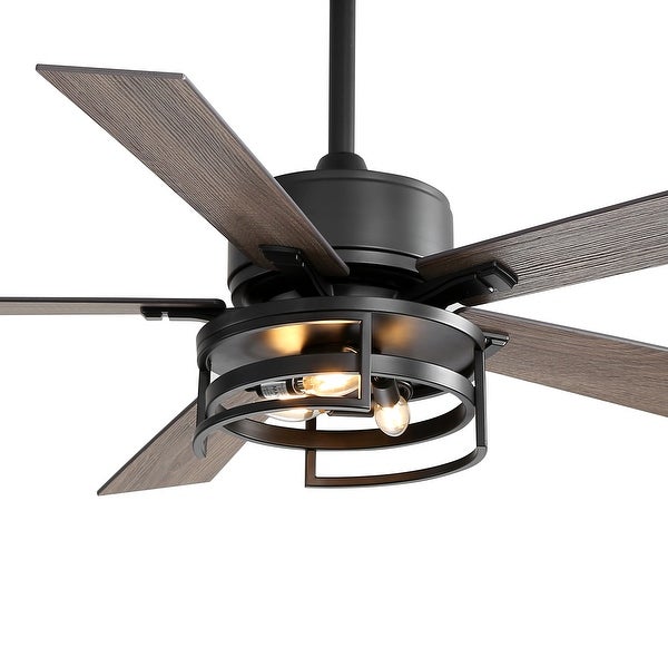 52 in. Indoor Black Ceiling Fan with Light Kit and Remote Control Incl