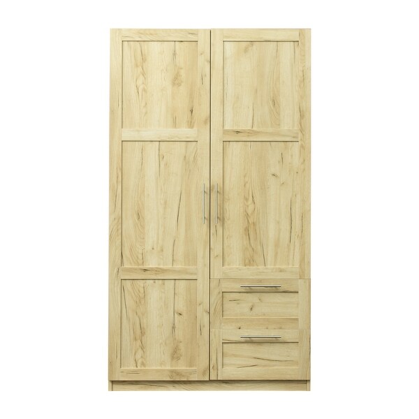 High wardrobe and kitchen cabinet with 2 doors, 2 drawers and 5 storag