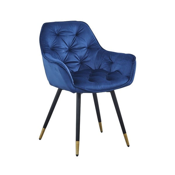 Alix 25 Inch Modern Dining Chair, Button Tufted, Set of 2, Blue, Black