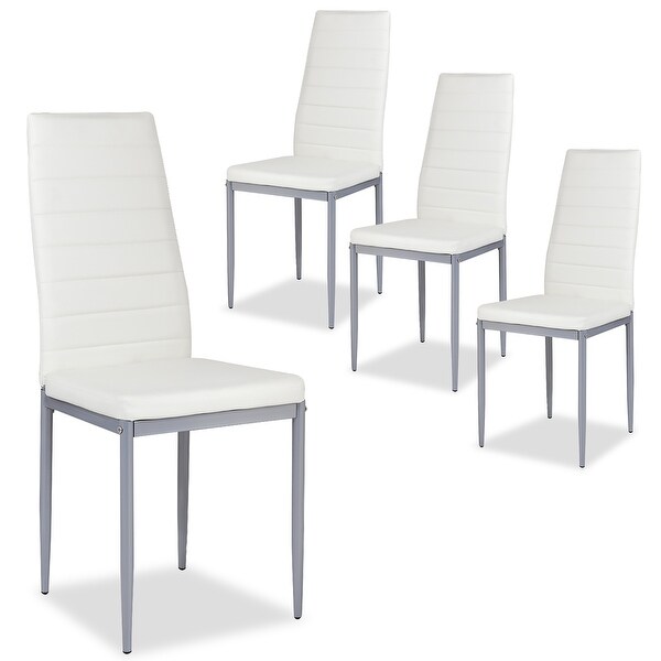 4 PCS PU Leather Dining Side Chairs with Padded Seat - Overstock - 361