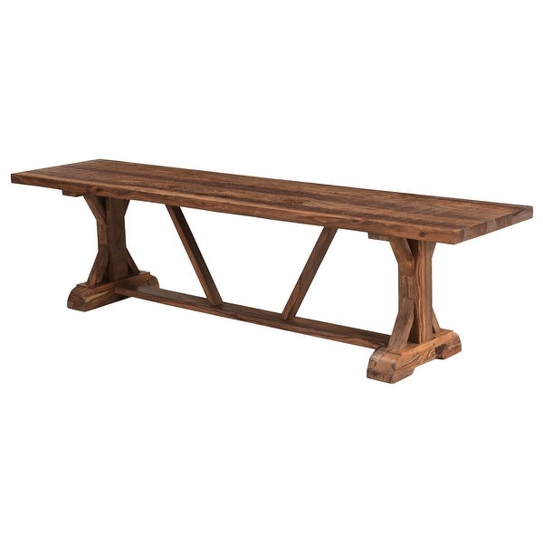 Carson Extotic Solid Sheesham Wood Dining Bench with Trestle Base and