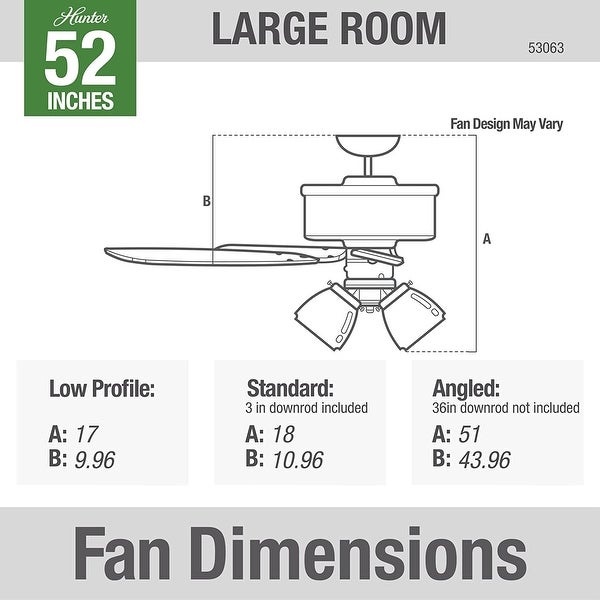 52 inch Studio Series New Bronze Ceiling Fan with LED Light Kit and Pu