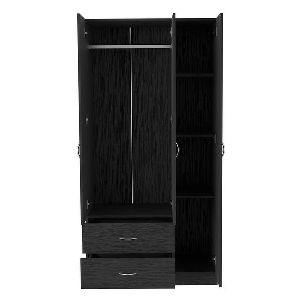 Bosko 3 Doors Armoire, 2 Drawers, 4 Shelves, Metal Rod - - 34518435