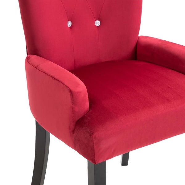 Dining Chair with Armrests Red Velvet - Overstock - 35098067