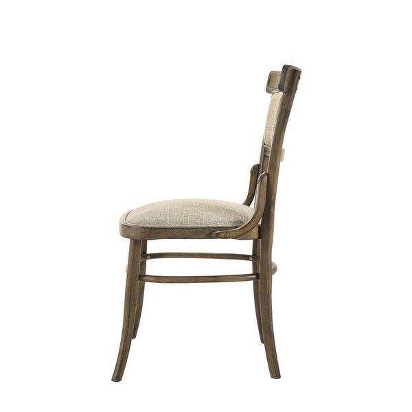 19 Inch Wood Dining Chair, Padded Back with Inward Curving Top, Brown