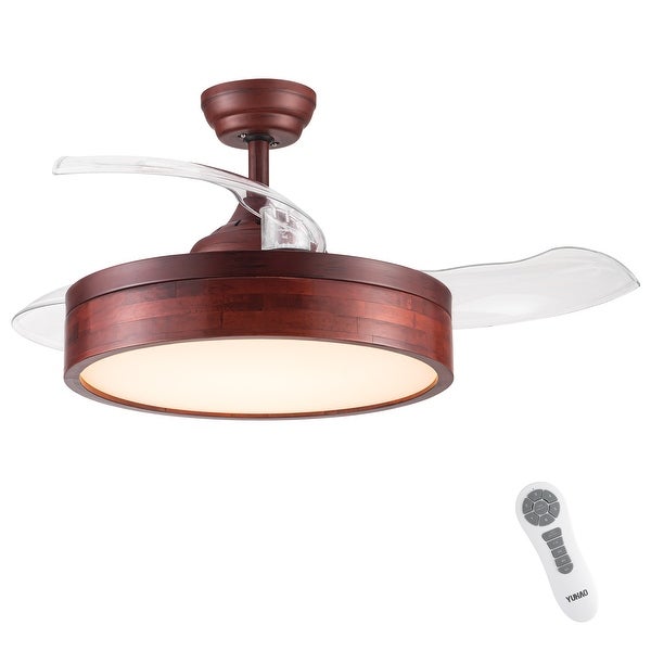 42 in. Black Frame Retractable Ceiling Fan with Remote Control | Overs