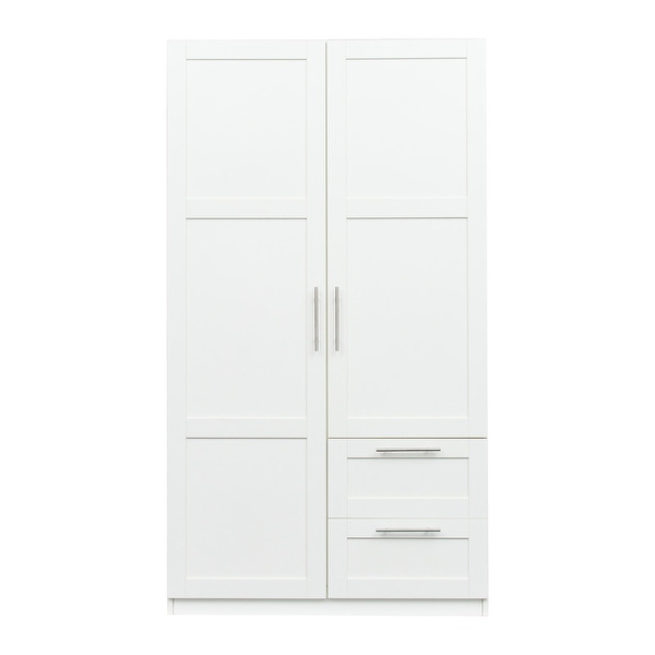 Traditional wooden wardrobe 2 door locker with 2 drawers, adjustable s