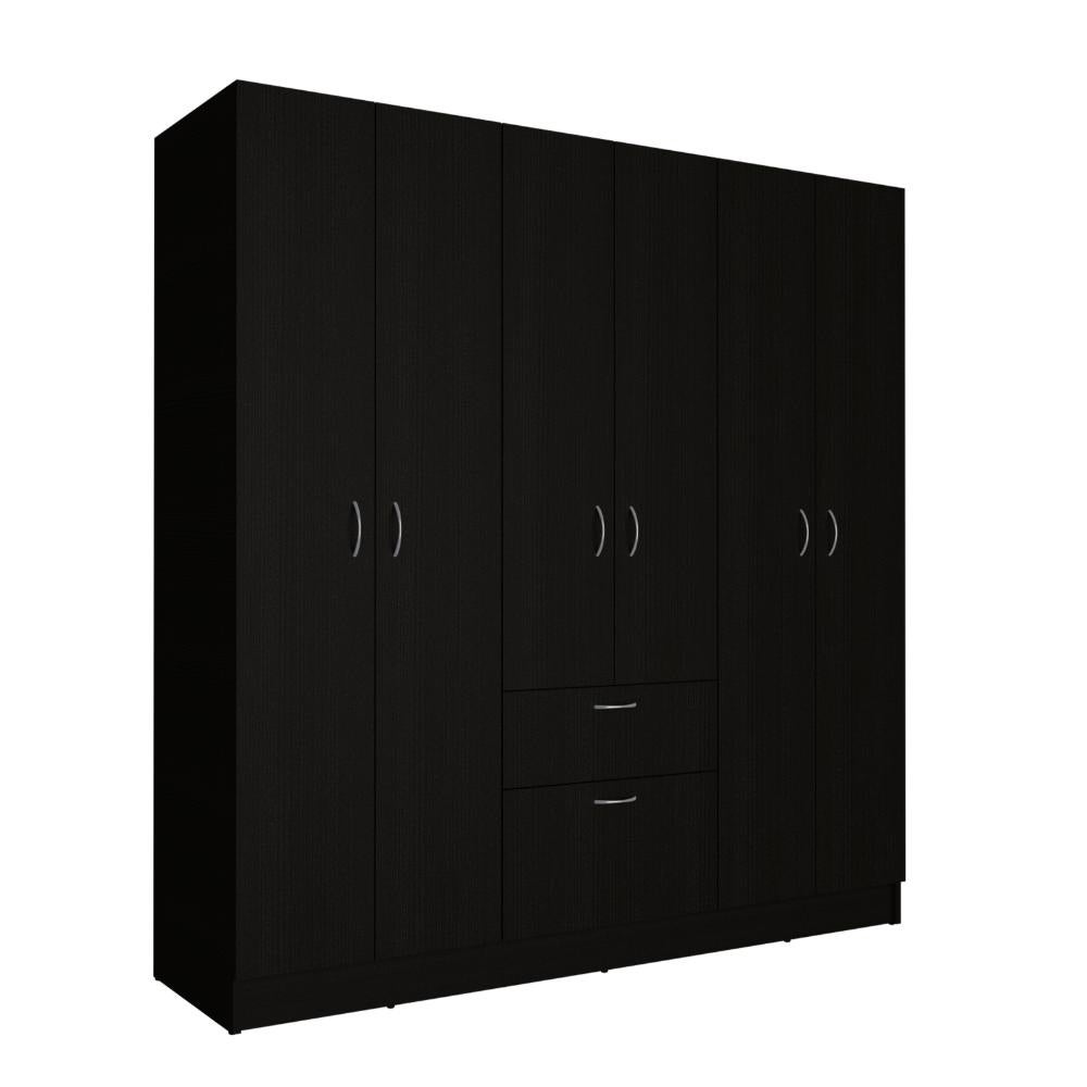 Kibo Six Door Modern Armoire with One Drawer, Rod, Seven Interior Shel