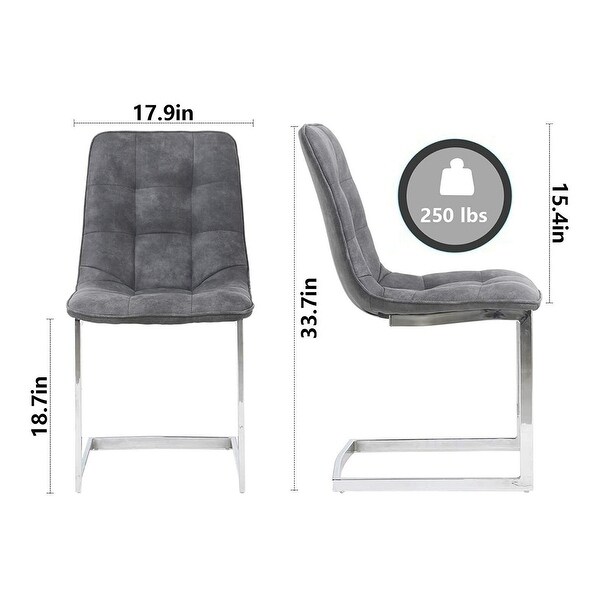 Set of 2 Dining Chairs Kitchen Upholstered Chair Grey - 18x34 - Overst