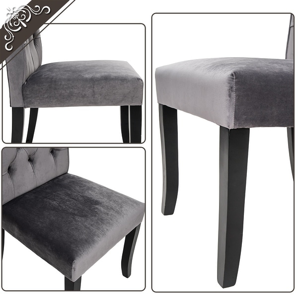 Velvet Dining Tufted Armless Upholstered Accent Chair Set of 2 - Overs