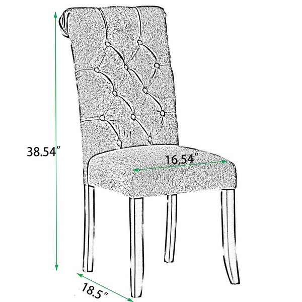 Fabric Tufted Dining Chair with Wooden Legs (Set of 2) - Overstock - 3