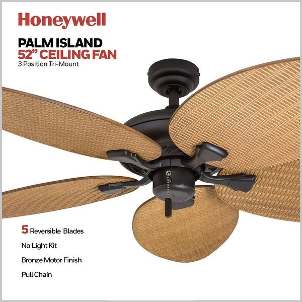 Honeywell Palm Valley Bronze Tropical Ceiling Fan with Palm Leaf Blade