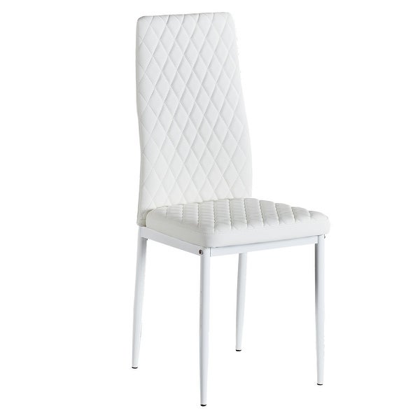 Dining Chair Leather Diamond Grid Pattern Home Conference Chair Set Of