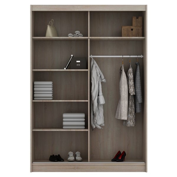 Manchester Modern Wooden Wardrobe - Armoire with Mirror - 59 Inch Wide