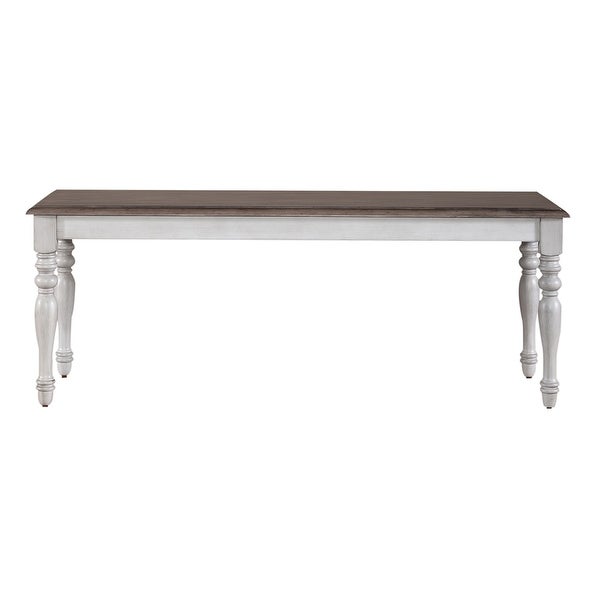 Ocean Isle Antique White Weathered Pine Bench - Overstock - 36118836