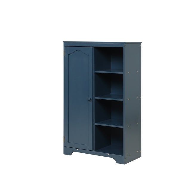 Wooden Side Cabinet Storage Closet with 1Door and 4-Shelf - - 36702866